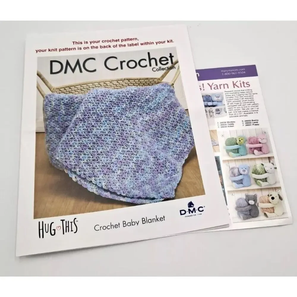 DMC Hug This! Knitting & Crochet Yarn Kit with Lamb Toy New In Box Baby Blanket
